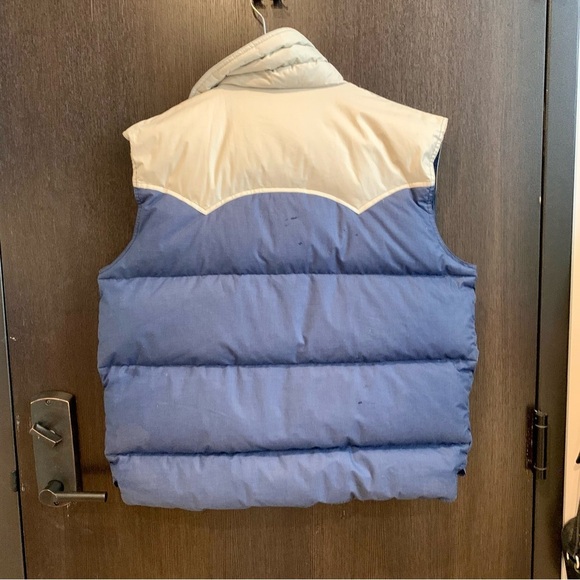 JC Penny Ski Apparel Size Large Unisex Navy Cream Snap Button Puffer Ski Vest - Picture 5 of 9